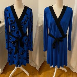 White House Black Market reversible Blue and Black Patterned Dress